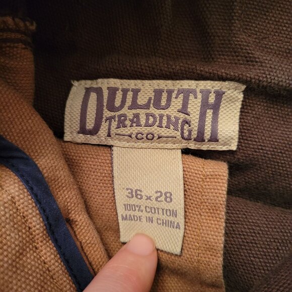 Duluth Trading Brown Cargo Pants 36x28 Canvas Cotton Heavy Duty Work - Picture 2 of 6